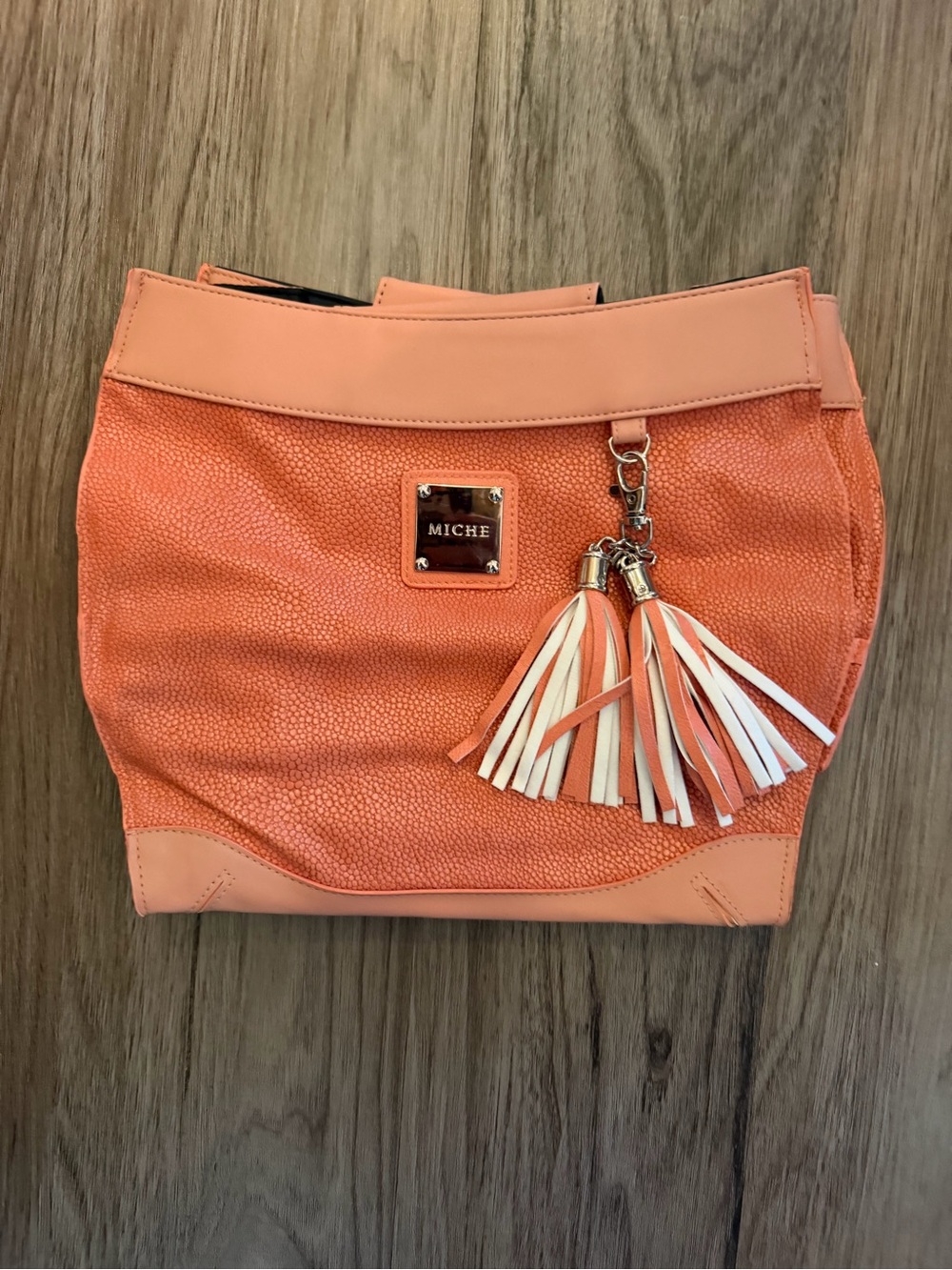 Miche Coral-Peach Tote with Tassel Accent Demi Shell